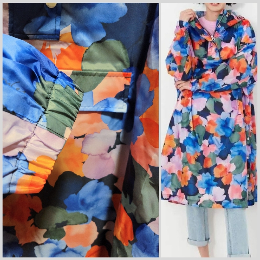 Joules  WATERCOLOR  Packable Waterproof Poncho - Picture 6 of 8